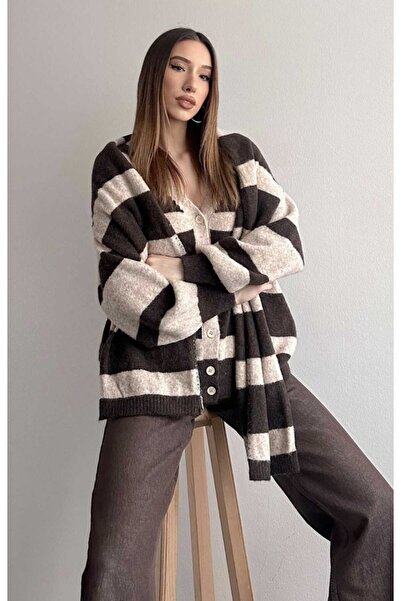 yeditepe fashion Cardigan Scarf Combination Knitwear Set