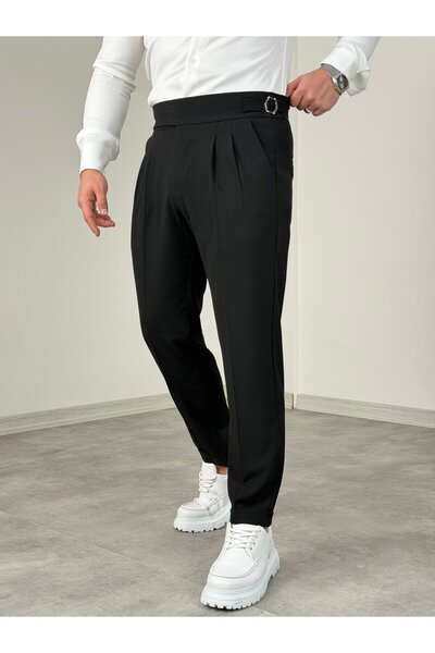 samsey Harvest Pile Detaylı Yandan Kemerli Kumaş Pantolon Duble Paça