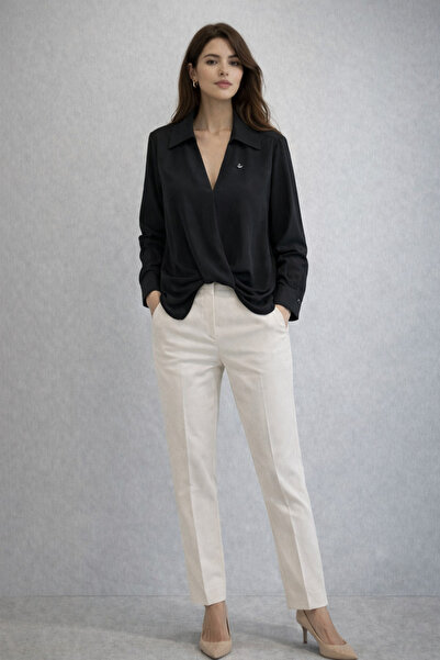 AYHAN V-Neck Front Drawstring Blouse