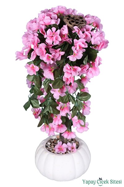 Yapay Çiçek Sitesi Kabak Saksıda Sarkan Sakura Ağacı 55 Cm