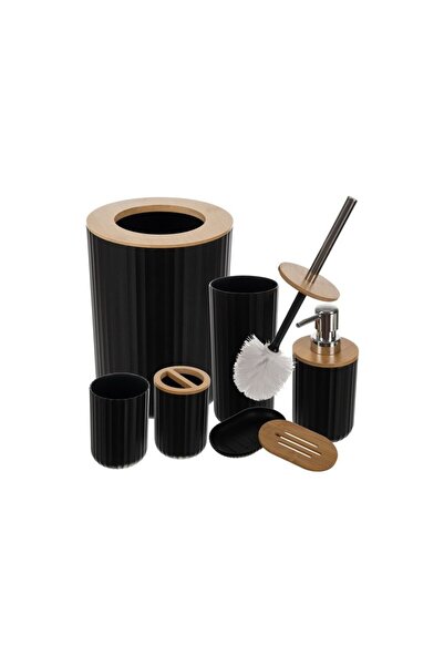 Ruhhy Bathroom accessories set 24636, black color, 6 elements