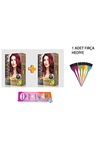 MAXX DELUXE Beauty Expert 2 KUTU 5.65 ÇİLEK KIRMIZISI Set Boya 1 ADET FIRÇA H...