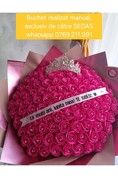 Store.sedas Buchet 101 trandafiri de sapun roz fucsia La multi ani iubita mea...