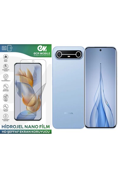 Ecr Mobile Tecno Pova Slim 5G ile Uyumlu Hidrojel Nano Film HD Şeffaf Ekran K...