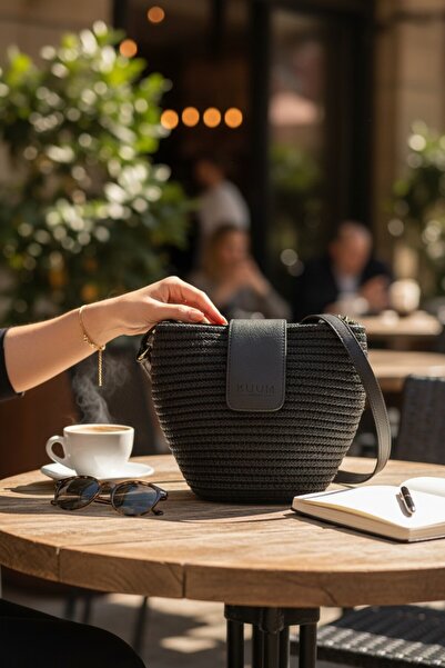 KUUM LONDON Women's Straw Sports Thick Strap Bag Km781