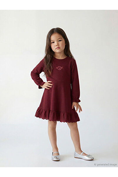 LC Waikiki فستان بناتي بأكمام طويلة مطرز من UZG STORE