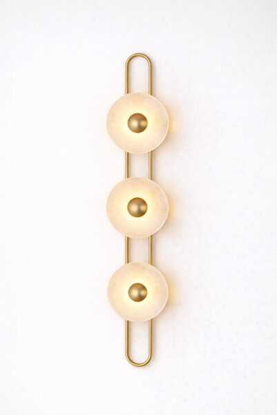 NOYA LİGHTİNG APLİK - LEDLİ DUVAR APLİĞİ - GOLD MERMER APLİK - LED APLİK - 3L...