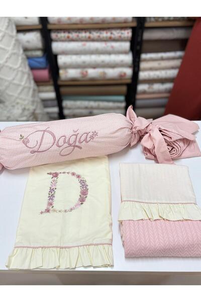 GAYE EV TEKSTİLİ Embroidered Baby Pique Set (with Candy Pillow)