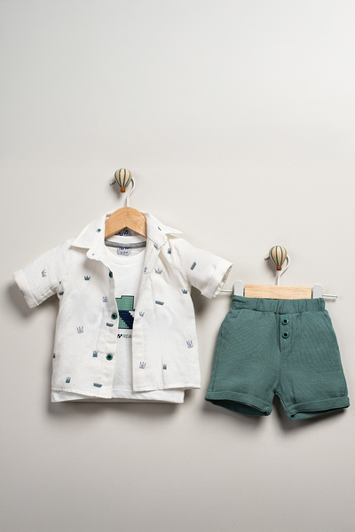 Minitrio 3-Piece Shirt, Printed T-Shirt, Shorts Baby Boy & Kids Set