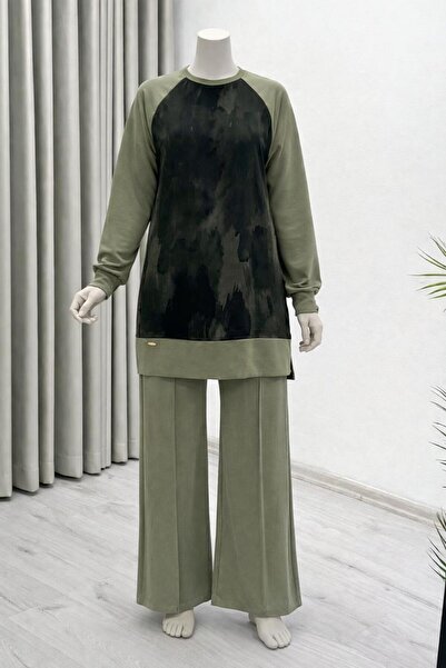 TRİPEN Bamboo Pique Hijab Set with Silk Kupra Fabric on the Front and Gold Zi...