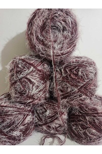 İPEK YÜN İPLİK DÜNYASI Angora Knitting Yarn 2 Ply (Burgundy) Rabbit Hair (Whi...