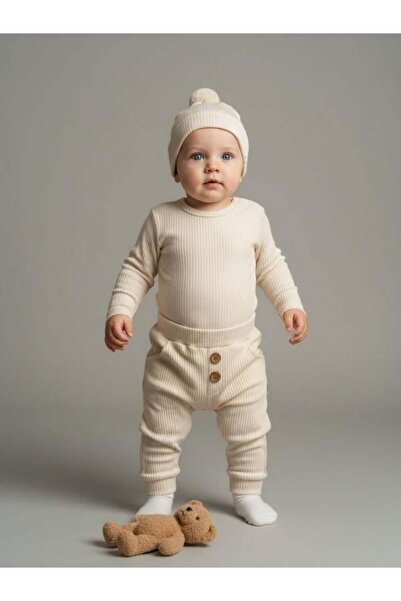 Zekids Baby Button Detailed Pocketed Cotton Sweatpants