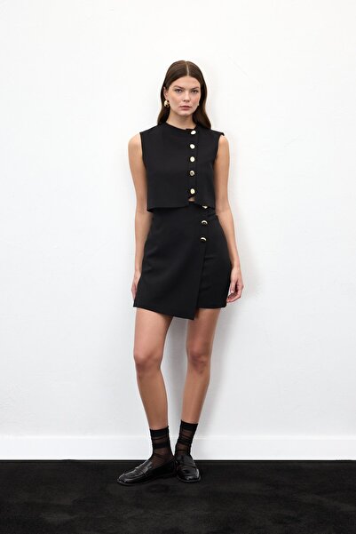 Sateen Lucy Mini Skirt - Black