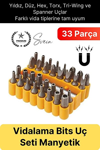 Svein #Bitsuç Premium 33 Parça Kutulu Yıldız Düz Sağlam Dayanıklı Mıknatıslı ...