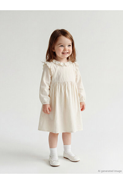 LC Waikiki LCW baby Beige Baby Collar Ruffled Baby Girl Dress