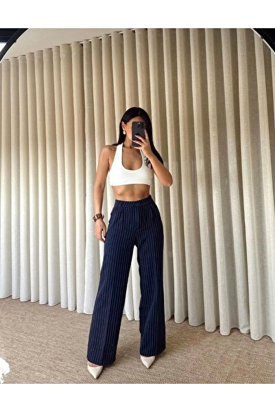 ossons Stripe Patterned Palazzo Trousers