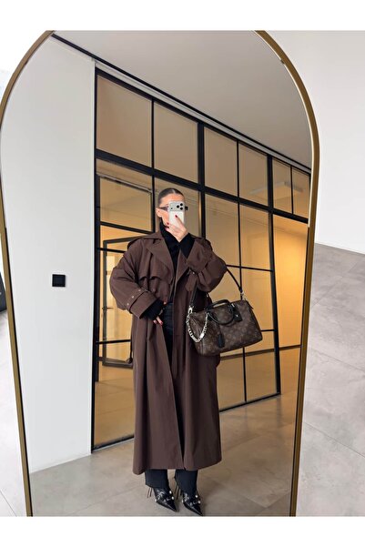 BB Bensu Buyruk OVERSİZE TRENÇ KAHVERENGİ