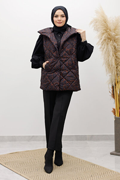 Tesettür Dünyası Stoned Inflatable Vest Tsd260122 Brown
