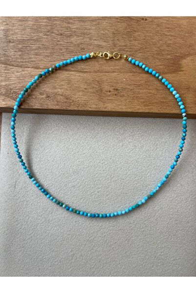 Rupen Kraft 925 Ayar Doğal Taşlı Gümüş Kolye Kristal Kesim Firuze Taşlı Gümüş...