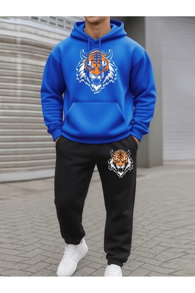 Flaubert Men's Ba Printed Hoodie Oversized Sweatshirt - Sweatpants 2-Piece Set