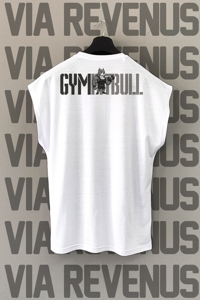 Vordevia Gym Pitbull Back Printed Zero Sleeve 100% Cotton Sports Tshirt