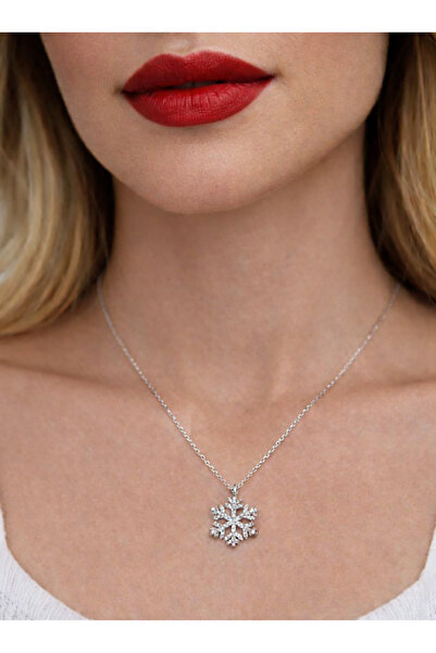 Home Silver Color Elegant Snowflake Necklace |   Zircon Stone Steel Women's N...