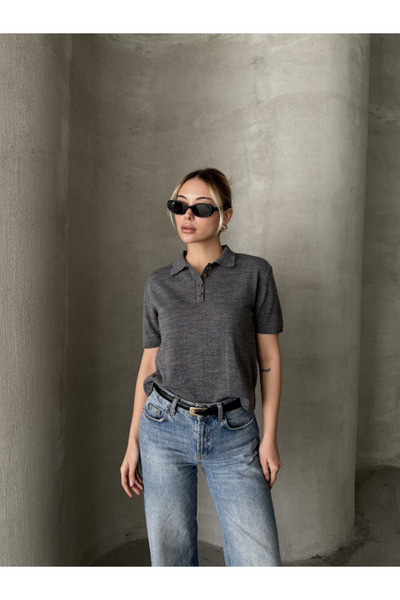 thelowely Polo collar thin sweater