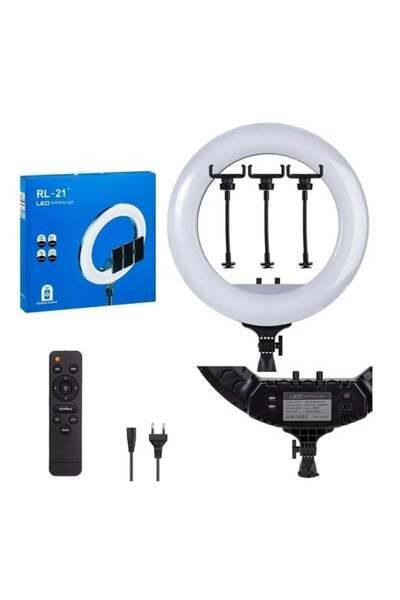 Generic 21" LED Ring Light with Tripod & 3-Phone Holder Brackets – Soft Selfi...