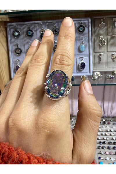 hayaltasari Mistik Topaz Sentetik Büyük Model Gümüş Yüzük