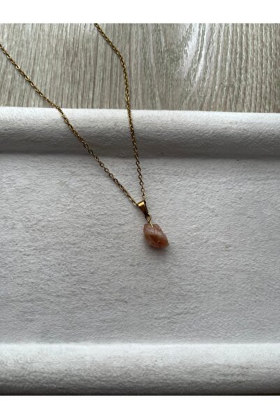 Pel Design Raw Sunstone Gold Color Steel Necklace Handmade