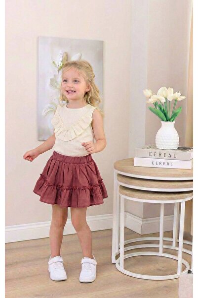 FURKYY طقم تنورة صيفية علوية وسفلية للفتيات