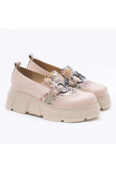 VAGAM Cream Genuine Leather Shoes with Accessory