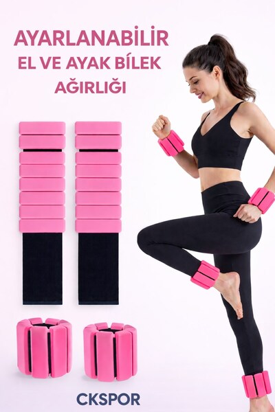 CKSpor Yeni Nesil Ayarlanabilir El ve Ayak Bilek Ağırlığı | 2 Adet, Çıkartıla...