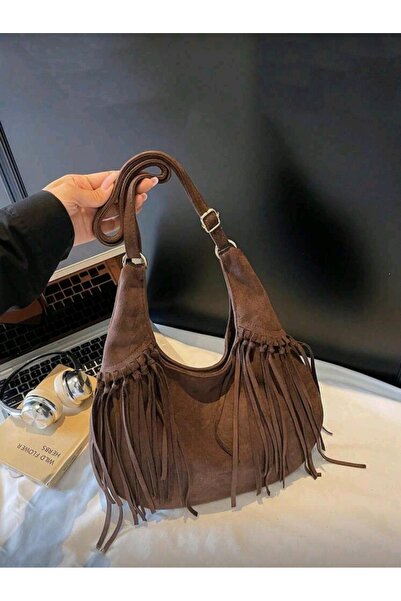 HAPBUY Kadın Omuz çantası Süet Fermuarlı