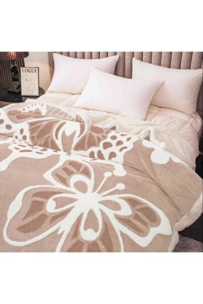 trendyhome Thick Sherpa Blanket 200x230 cm, Butterfly Pattern, Double Layer, ...