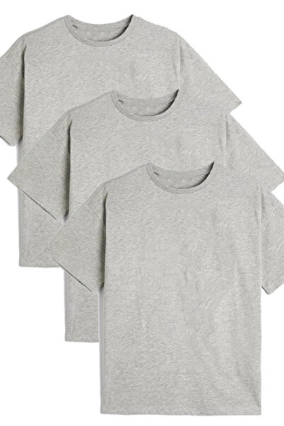 aytok tekstil Pachet de 3 tricouri școlare pentru elevi, fără imprimeu, alb-n...