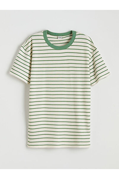 LC Waikiki Rmz Gi̇yi̇m Farkiyla Zero Roba Collar Striped Boys' T-Shirt