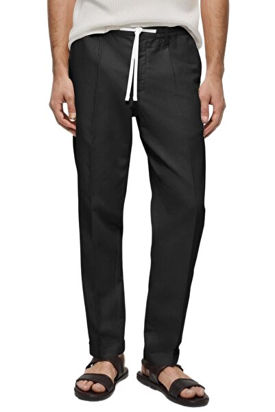 COOFANDY Cotton-linen sports pants, Plus Size, Black, 34