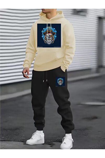 Flaubert Men's Ba Printed Hoodie Oversized Sweatshirt - Sweatpants 2-Piece Set