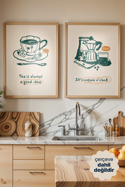 Persona Istanbul "Morning Rituals" - Çay ve Kahve Temalı 2'li Mutfak Posteri ...
