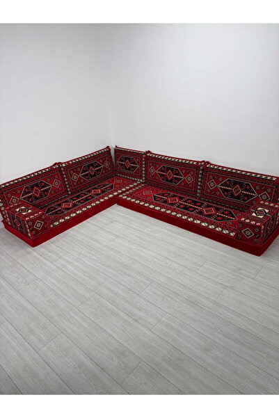 BAKIRÖZÜ HOME Sedir Deseni Şark Köşesi Takımı Yer Minderi Seti Sünger Dahil 9...