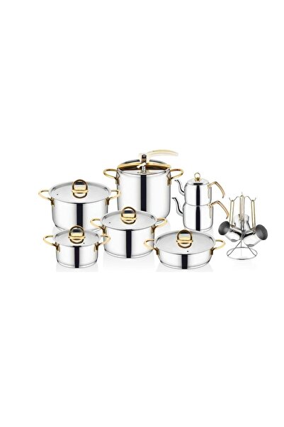 İnter Çelik Sahra Gold 18 Parça Paslanmaz Çeyiz Seti Ömür Boyu Garantili