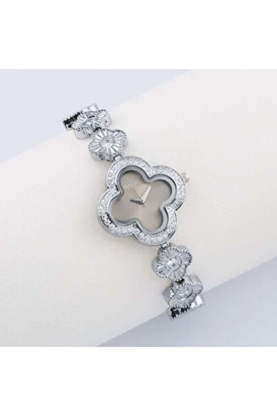 Brosha Women's Watch with Flower Design Silver Color