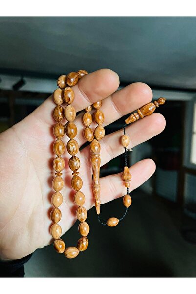 TTS TÜRK TESBİH SANATI سبحة يدوية الصنع من الزجاج البرتقالي الناري