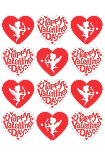 NUNUKİ Large Valentine's Day Sticker Set with Hearts 5X5,5Cm Eros Cupid Heart...
