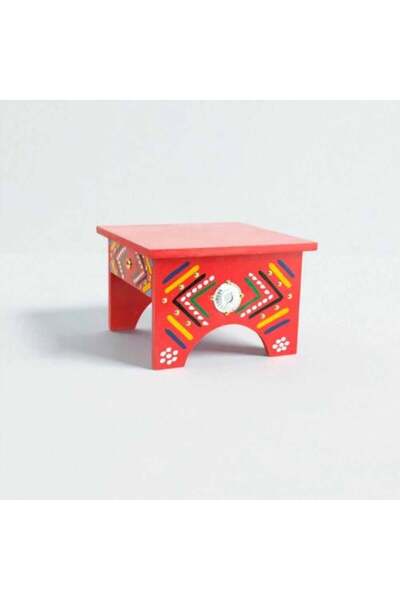 Naan طاولة قهوة خشبية حمراء تقليدية