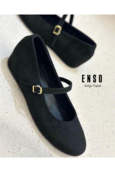 Zuum Enso Women's Ballerinas with Internal Hidden Padding - Black Suede