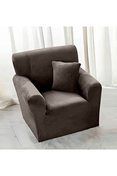 trendyhome Elastic Velvet Armchair Cover, Soft Material, Extra Fasteners – Da...