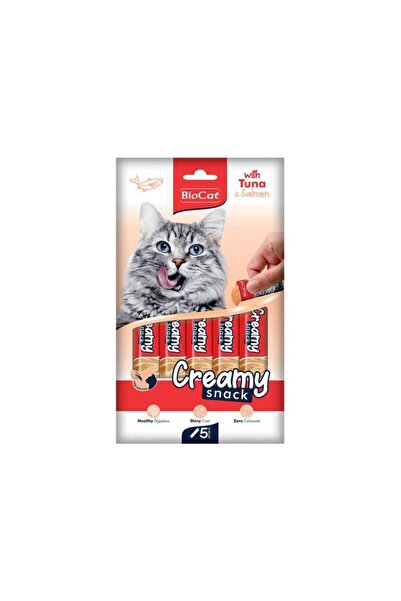 PisiMall Biocat Snack, creamy reward for cats, tuna and salmon, 5 x 14 g