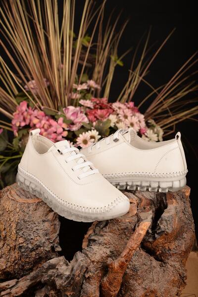 Voyager Summer Genuine Leather Ecru Women's Ballet Flats Anti-Sweat Orthopedi...